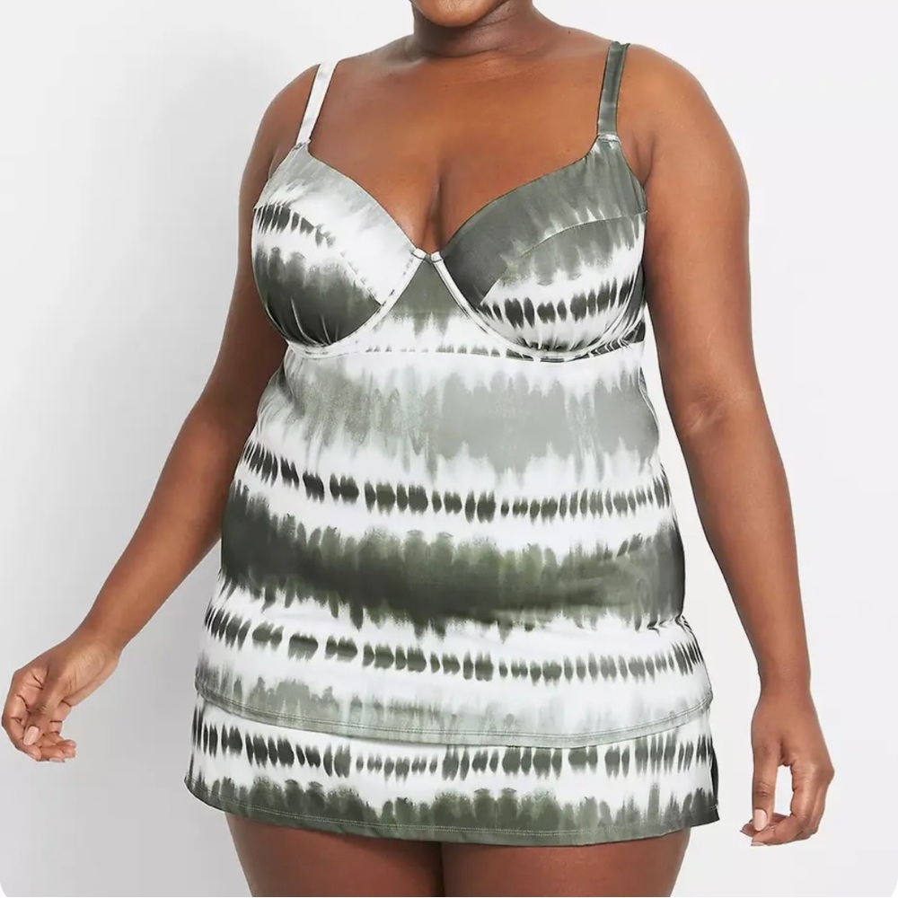 ISO Lane Bryant Washy stripes Tankini